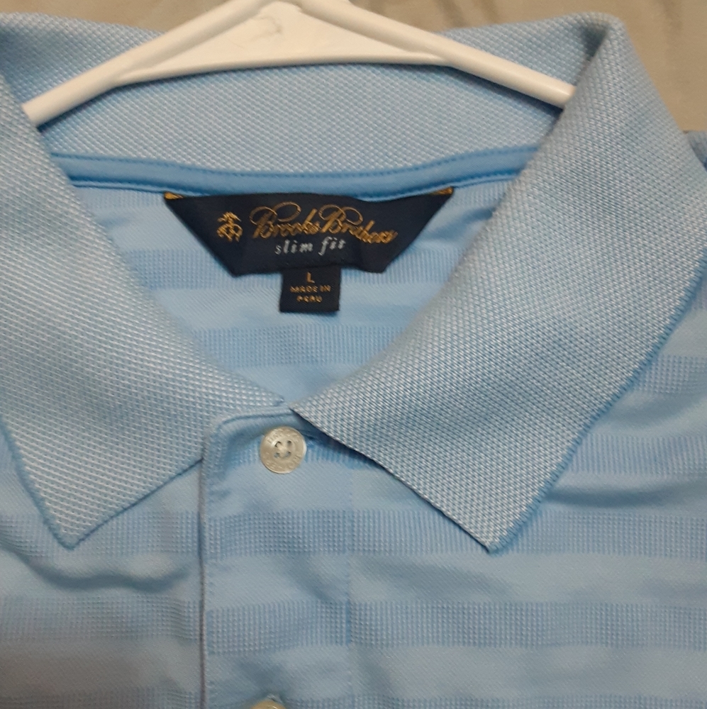 Brooks Brothers Slim Fit Light Blue Polo Large